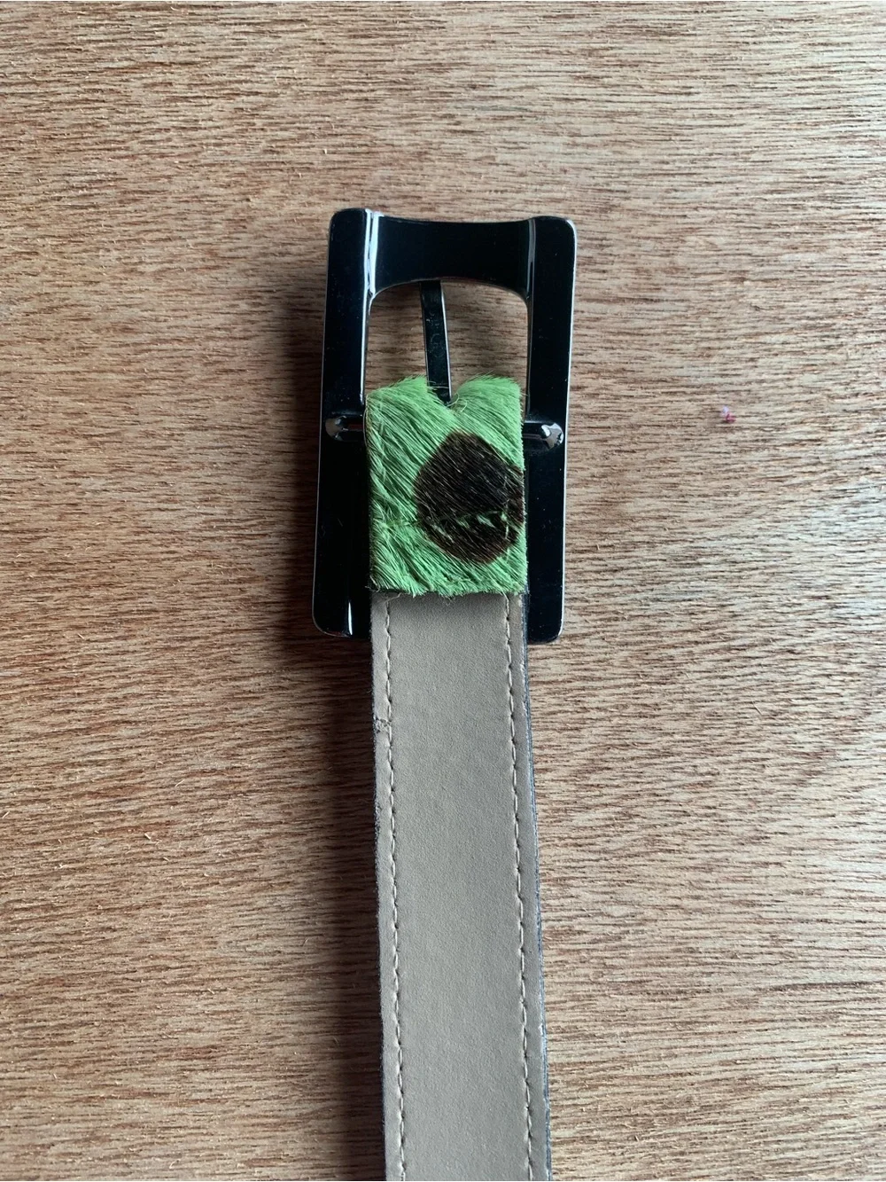 Elite Fresno CA  Lime Green Hair on Hide Leather Cowhide Belt  Medium